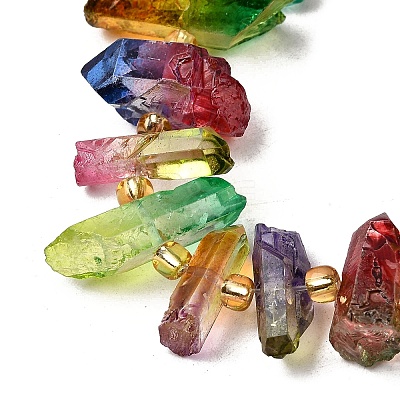 Electroplated Natural Quartz Crystal Beads Strands G-F800-D14-1