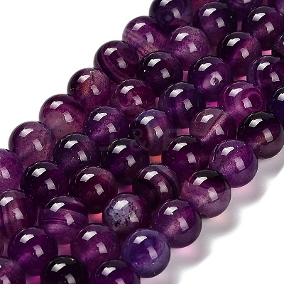 Dyed Natural Agate Beads Strands G-G203-10B-10mm-1