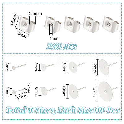 316 Surgical Stainless Steel Stud Earring Findings STAS-UN0058-54-1