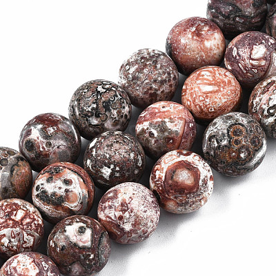 Natural Leopard Skin Jasper Round Beads Strands G-S182-12mm-1