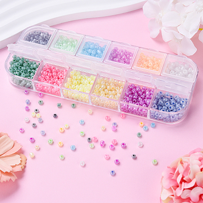 48G 12 Colors Transparent Colours Glass Seed Beads SEED-YW0002-72-1