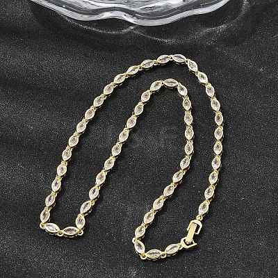 Brass Micro Pave Cubic Zirconia Geometric Tennis Necklaces NJEW-C121-02C-G-1