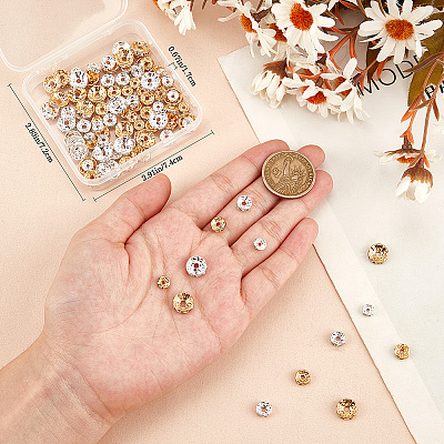 120Pcs 6 Styles Brass Rhinestone Spacer Beads KK-BBC0016-02-1