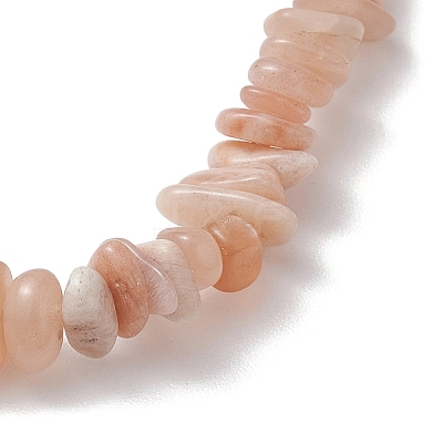 Natural Sunstone Chip Beads Stretch Bracelets for Women BJEW-JB10688-02-1