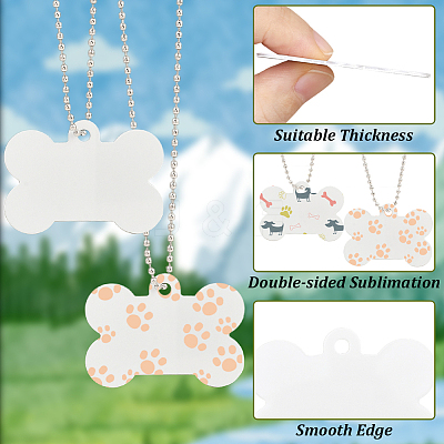 45Pcs Blank Double-sided Heat Transfer Aluminium Pendants DIY-SP0006-29B-1