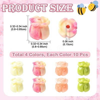 40Pcs 4 Styles Synthetic Coral Dyed Beads CORA-YW0001-04-1