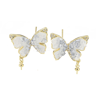 Brass with Enamel with Cubic Zirconia with Crystal Stud Earring with 925 Sterling Silver Pins KK-Q820-06G-1