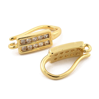 Brass with Cubic Zirconia Earring Hooks X1-KK-Q782-04G-1