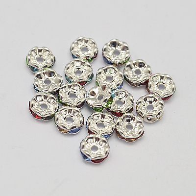 Rondelle Wave Brass Rhinestone Spacer Beads RB-D307-01-1