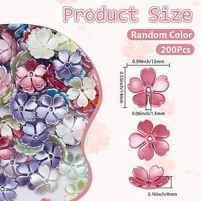 200Pcs Spray Paint ABS Plastic Imitation Pearl Bead Caps OACR-SP0002-15-1