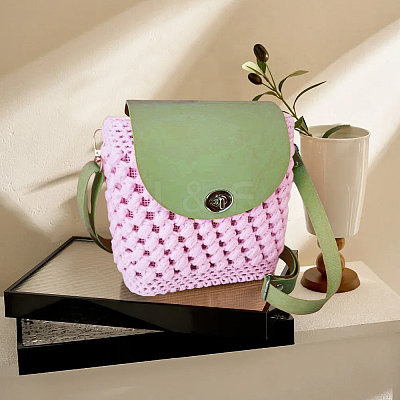1 Set Handmade PU Leather Crochet Shoulder Bag Accessories Kits PURS-CL0001-37A-1