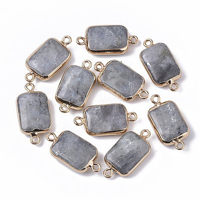 Edge Golden Plated Natural Labradorite Links connectors G-S359-034F-1