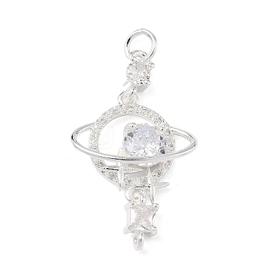 Brass Micro Pave Clear Cubic Zirconia Pendants KK-K407-48S-1