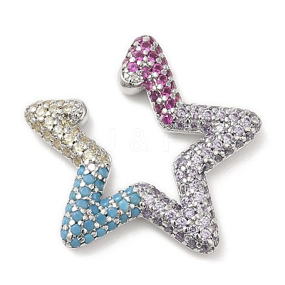 Colorful Rhinestone Star Cuff Earrings EJEW-D059-06P-01-1