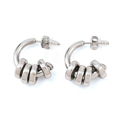 304 Stainless Steel C-Shaped Stud Earrings LS-EJEW-K268-78P-1