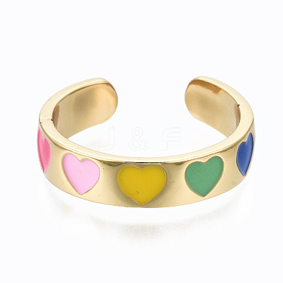 Brass Enamel Cuff Rings RJEW-S045-076-NR-1