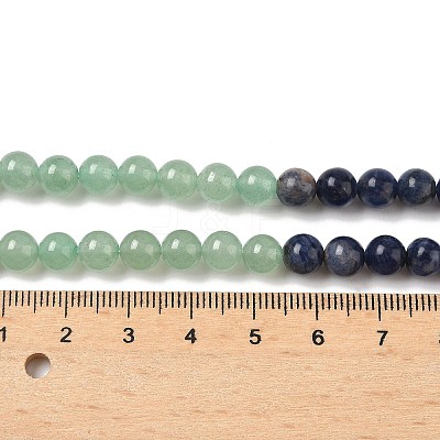 Chakra Natural Red Jasper & Yellow Jade & Green Aventurine & Tiger Eye & Sodalite & Amethyst Beads Strands X-G-NH0002-E02-6mm-1