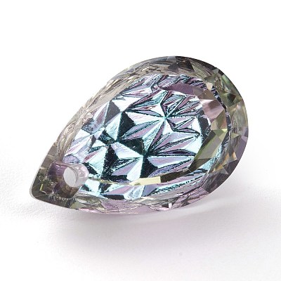 Embossed Glass Rhinestone Pendants GLAA-J101-05B-001VL-1