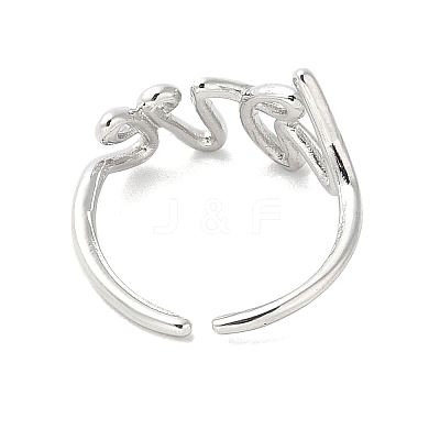 Word Love Brass Open Cuff Ring for Women RJEW-A040-04P-1