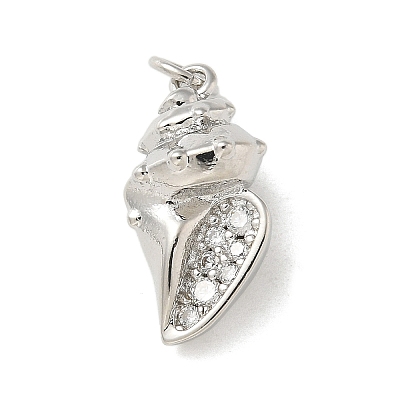Brass Micro Pave Clear Cubic Zirconia Pendants KK-U046-02P-06-1