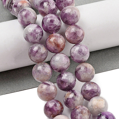Natural Lepidolite/Purple Mica Stone Beads Strands G-G160-A01-02-1