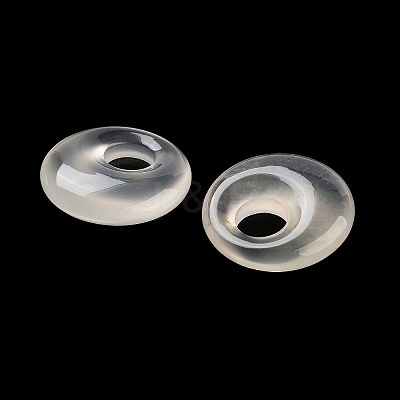 Natural White Chalcedony Flat Round Charms G-P537-03B-1