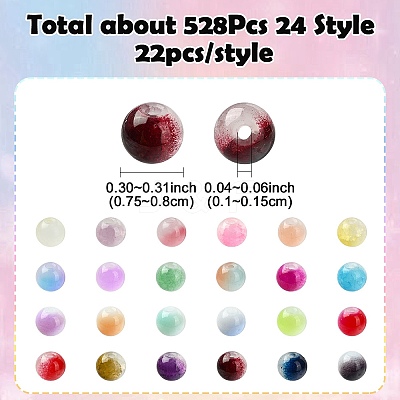 528Pcs 24 Style Mixed Style Glass Beads DGLA-YW0001-20-1