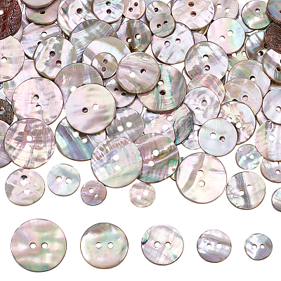 100Pcs 5 Styes 2-Hole Shell Buttons BUTT-PH0001-44-1