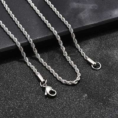 Tarnish Resistant 304 Stainless Steel Rope Chain Necklaces STAS-S029-01-1