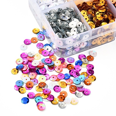60G 10 Colors Plastic Paillette Beads FIND-YW0001-43-1