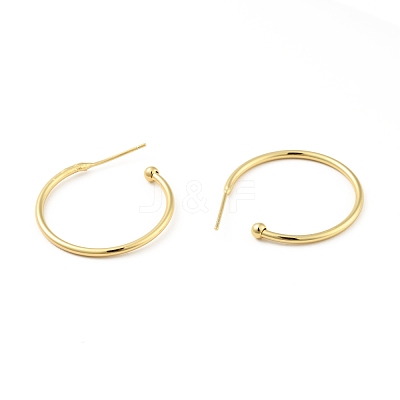 Brass Ring Stud Earrings EJEW-B013-03-1