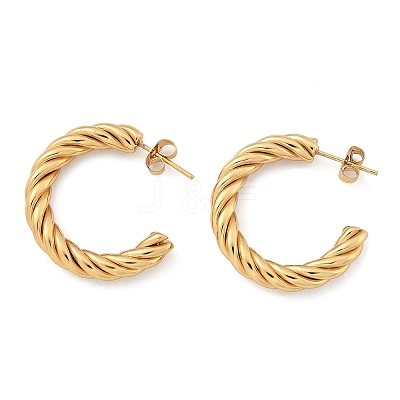304 Stainless Steel Half Hoop Earrings X-EJEW-F257-10G-1