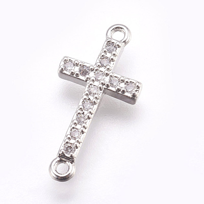 Brass Micro Pave Cubic Zirconia Links ZIRC-E152-43P-RS-1