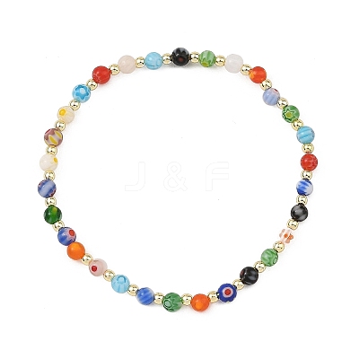 Handmade Millefiori Glass Round Beads Stretch Bracelets for Women BJEW-JB14236-1
