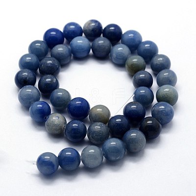 Dyed & Heated Natural Blue Aventurine Beads Strands X-G-I199-24-10mm-1