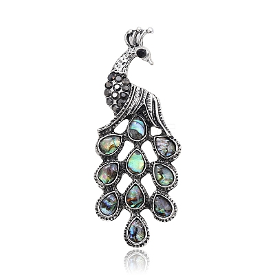 Personality Peacock Abalone Shell Brooch PW-WG0977F-01-1