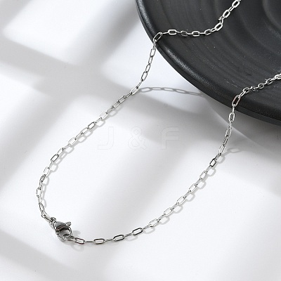 Non-Tarnish 304 Stainless Steel Paperclip Chain Necklace with Lobster Claw Clasps for Men Women NJEW-H205-03P-01-1