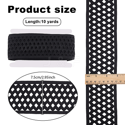 10 Yards Polyester Elastic Hollow Wide Band DIY-FG0006-44B-1