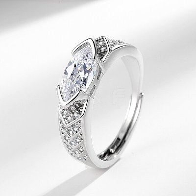 Horse Eye Brass Micro Pave Cubic Zirconia Finger Rings FS-WG116FD-01-1