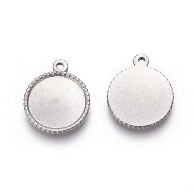 Tarnish Resistant 304 Stainless Steel Pendant Cabochon Settings X-STAS-P231-33P-1