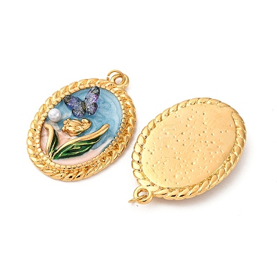 304 Stainless Steel Enamel Pendants STAS-U061-48G-01-1