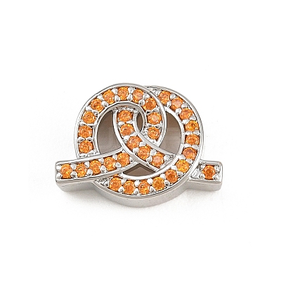 Brass Micro Pave Orange Cubic Zirconia Beads CU-CBAD306-22P-1