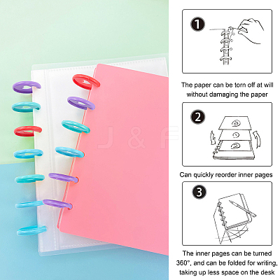 80Pcs 8 Styles Heart Plastic Loose Leaf Ring Round Binder Discs DIY-PH0009-08-1