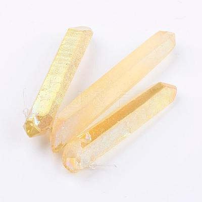 Electroplated Natural Quartz Crystal Graduated Beads Strands G-P315-A-1