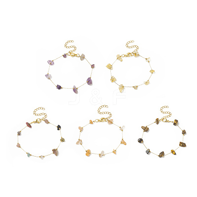 Natural Mixed Gemstone Chips Beaded Bracelet BJEW-JB09941-1