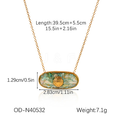 Ocean Natural Shell Resin Pendant 304 Stainless Steel Cable Chain Necklaces for Women WGEB2E9-04-1