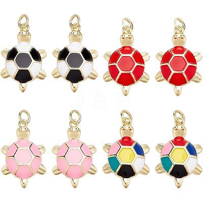 8Pcs 4 Colors Brass Enamel Pendants KK-NB0002-65-1