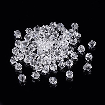 Faceted Bicone Grade AAA Transparent Glass Beads X-GLAA-O006-B04-1