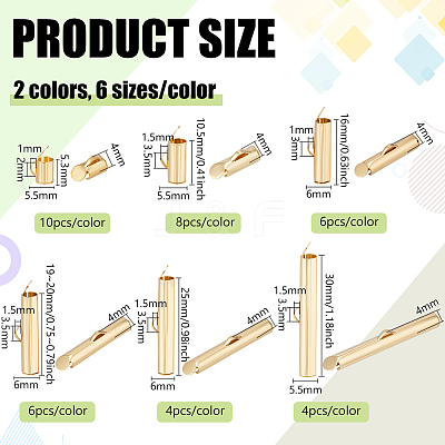 12 Styles 304 Stainless Steel Slide On End Clasp Tubes STAS-BC0003-99-1