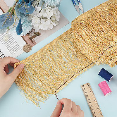 Paillette Tassel Polyester Ribbon Trim OCOR-WH0078-145C-1